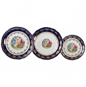Набор тарелок 18 предметов (19, 23, 25 см)  Royal Czech Porcelain "Мария-Тереза /Мадонна кобальт" / 203398