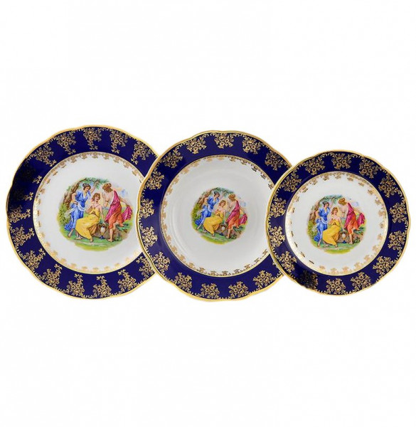 Набор тарелок 18 предметов (19, 23, 25 см)  Leander &quot;Мэри-Энн /Мадонна /Кобальт&quot; / 157796