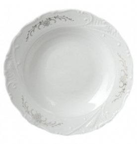 Набор тарелок 23 см 6 шт глубокие  Bohemia Porcelan Moritz Zdekauer 1810 s.r.o. "Лиана /Серый орнамент /отводка платина" / 051014