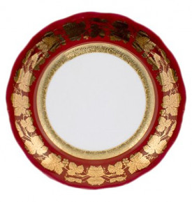 Тарелка 19 см 1 шт  Royal Czech Porcelain "Офелия /Виноградные листья на красном /Золото" / 204715