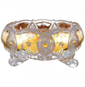 Ваза для конфет 25 см на 3-х ножках  Sonne Crystal "Хрусталь с золотом" / 059925