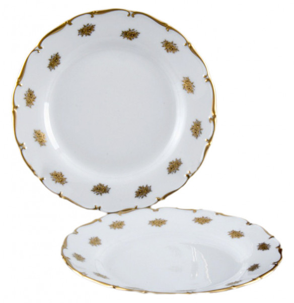 Набор тарелок 17 см 6 шт  Bohemia Porcelan Moritz Zdekauer 1810 s.r.o. &quot;Анжелика /Маленькие золотые розочки&quot; / 033825