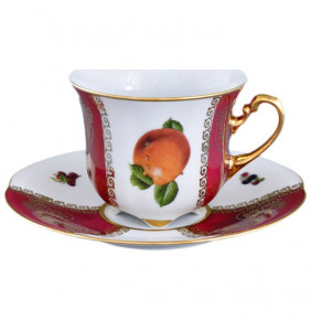 Чайная пара 1 шт  Royal Czech Porcelain "Болеро /Фрукты /Красные листики" / 203638