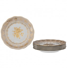 Тарелка 24 см 1 шт  Royal Czech Porcelain "Аляска /Золотая роза /Бежевая" / 204818