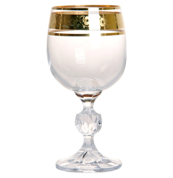 Бокал для белого вина 190 мл 1 шт  Crystalite Bohemia &quot;Клаудия /Цветочный узор на золоте&quot; / 108706
