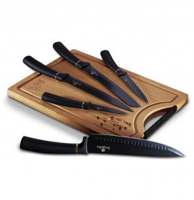 Набор кухонных ножей 6 предметов с разделочной доской  Berlinger Haus "Black Rose Collection" / 280751