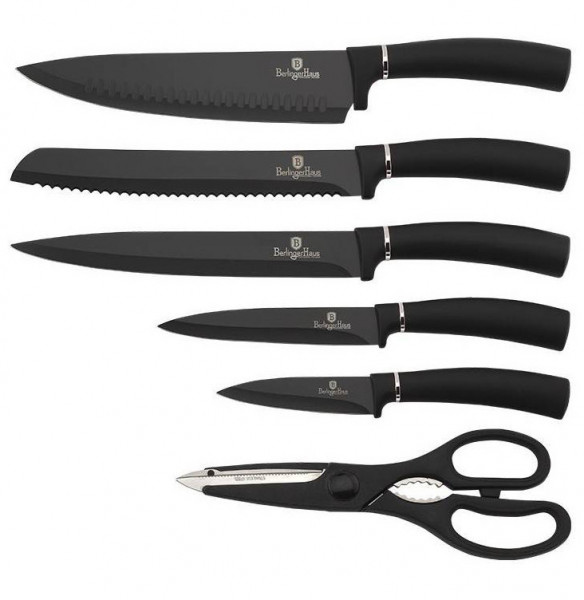 Набор кухонных ножей 7 предметов на подставке  Berlinger Haus &quot;Black Silver&quot; / 280757