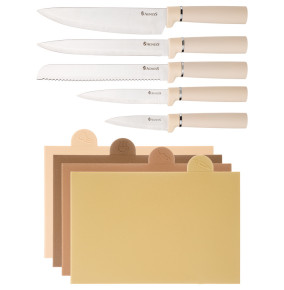 Набор 10 предметов (5 ножей, 4 доски и подставка) Agness / 341784
