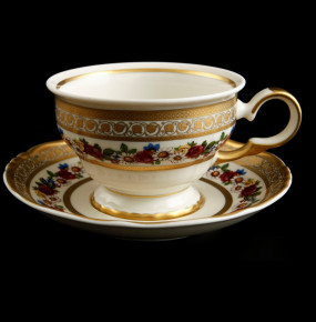 Набор чайных пар 220 мл 6 шт  Bohemia Porcelan Moritz Zdekauer 1810 s.r.o. "Анжелика /Цветочный венок /СК" / 091851