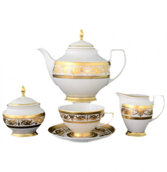 Чайный сервиз на 6 персон 15 предметов  Falkenporzellan &quot;Констанц /Императорское золото&quot; / 072030