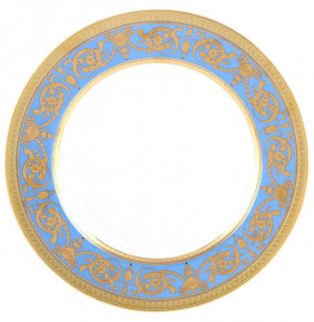 Блюдо 32 см круглое  Falkenporzellan "Констанц /Императорское золото /на голубом" / 147200