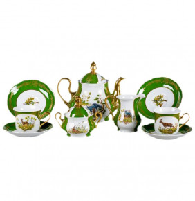 Чайный сервиз на 6 персон 15 предметов  Leander "Мэри-Энн /Охота зелёная" / 157776
