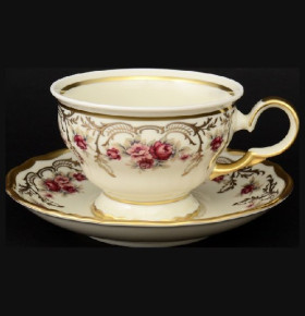Набор чайных пар 220 мл 6 шт  Bohemia Porcelan Moritz Zdekauer 1810 s.r.o. "Анжелика /Плетистая роза /СК" / 054641