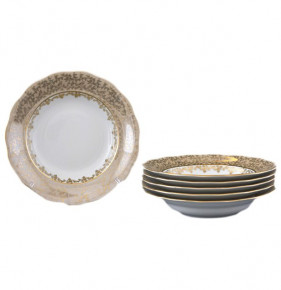 Тарелка 25 см 1 шт  Royal Czech Porcelain "Аляска /Бежевая /Золотые листики" / 203844