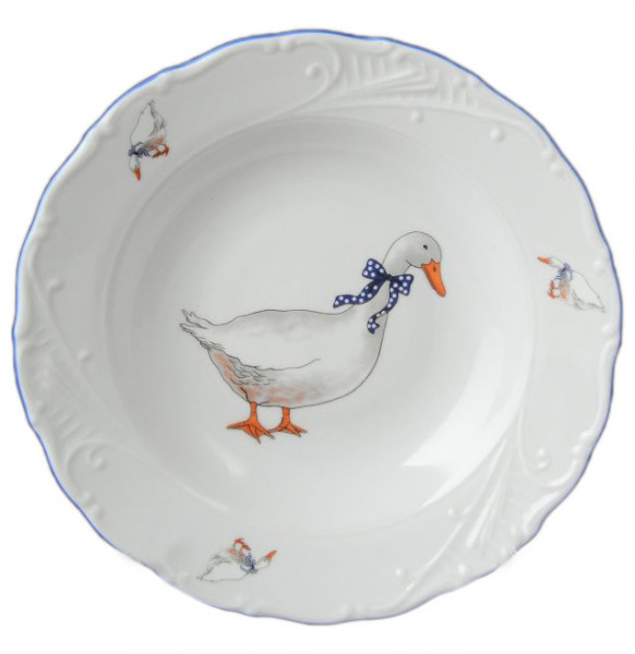Набор тарелок 23 см 6 шт глубокие  Bohemia Porcelan Moritz Zdekauer 1810 s.r.o. &quot;Лиана /Гуси&quot; / 051034