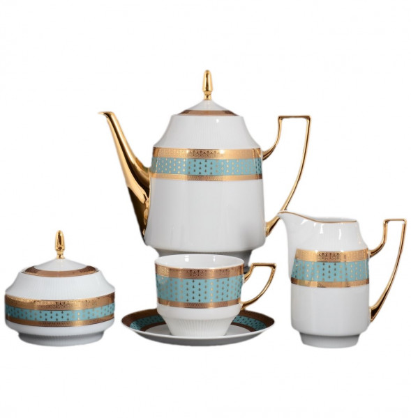Чайный сервиз на 6 персон 17 предметов  Thun &quot;Луиза /Королевская бирюзовая&quot; / 114884