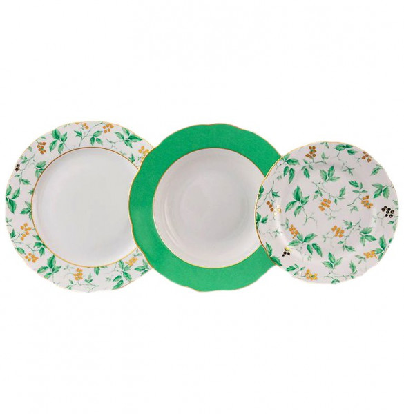 Набор тарелок 18 предметов (19, 23, 25 см)  Leander &quot;Мэри-Энн /Зеленые листья&quot; / 157929