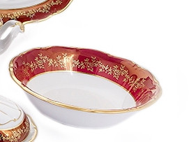 Салатник 23 см  Bavarian Porcelain "Мария-Тереза /Барокко Красный" / 211854