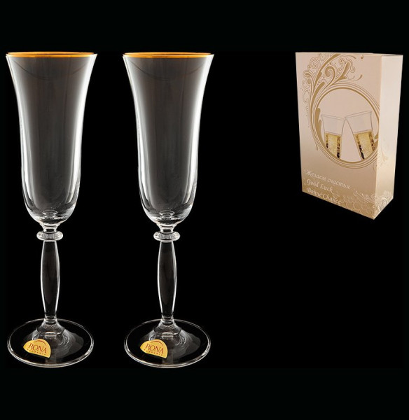 Бокалы для шампанского 180 мл 2 шт  Rona &quot;Миранда /Золотая отводка&quot; / 018479