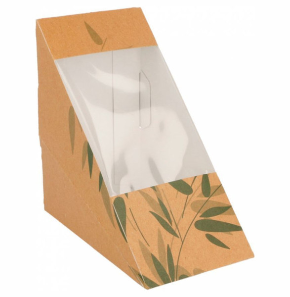 Коробка для двойного сэндвича с окном 12,4 х 12,4 х 7,3 см 100 шт  Garcia De Pou &quot;Feel Green&quot; / 317265