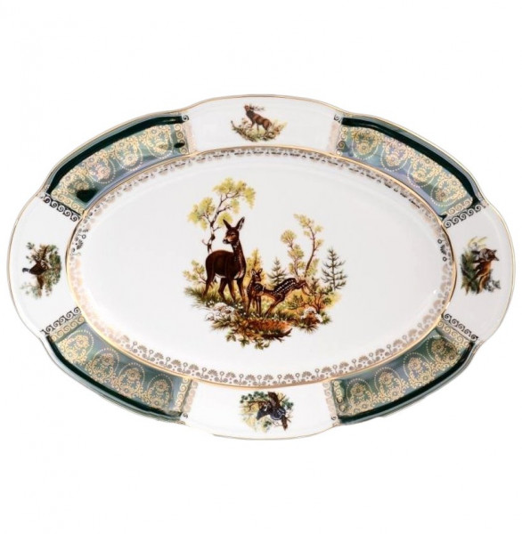 Блюдо 32 см овальное  Royal Czech Porcelain &quot;Болеро /Охота зелёная&quot; / 123050