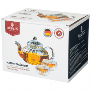 Набор чайный 3 предмета (чайник 800 мл с фильтром + 2 пиалы по 50 мл) "Agness" / 233303
