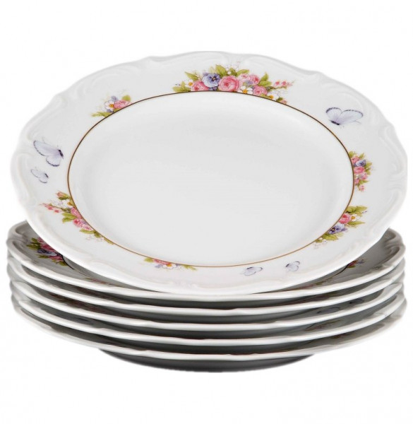 Набор тарелок 25 см 6 шт  Cmielow &quot;Мария-Тереза /Цветы и бабочки&quot; / 061472