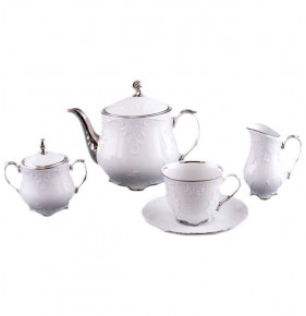 Чайный сервиз на 6 персон 15 предметов  Royal Czech Porcelain "Рококо /Отводка платина" / 204921