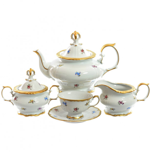Чайный сервиз на 6 персон 15 предметов  Chodov &quot;Корона /Мелкие цветы /Матовое золото&quot; / 148381