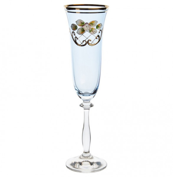 Бокалы для шампанского 190 мл 6 шт прозрачно-голубые  Crystalex CZ s.r.o. &quot;Анжела /Лепка&quot; / 169592