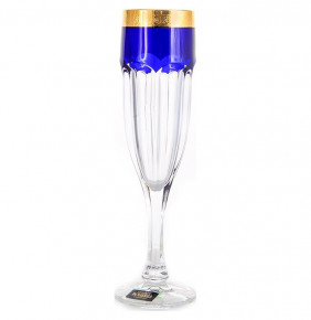 Бокалы для шампанского 150 мл 6 шт  Crystalite Bohemia "Сафари /Синие" / 119782