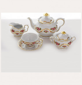 Чайный сервиз на 6 персон 15 предметов  Bohemia Porcelan Moritz Zdekauer 1810 s.r.o. "Магнолия /Дикая роза" / 071978
