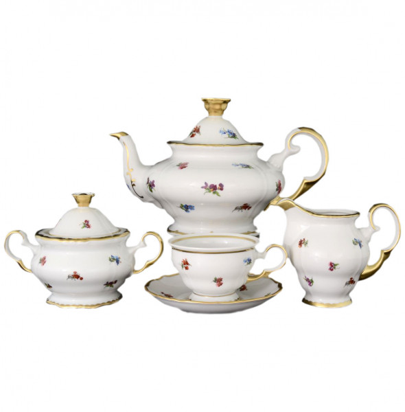 Чайный сервиз на 6 персон 15 предметов  Bohemia Porcelan Moritz Zdekauer 1810 s.r.o. &quot;Анжелика 852 /Мелкие цветы&quot; / 046017