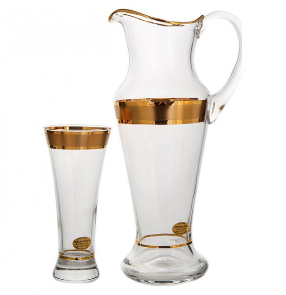 Набор для воды 7 предметов (кувшин + 6 стаканов)  Bohemia &quot;Испанский /Матовая полоса /золото&quot; 2 / 124445
