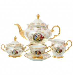 Чайный сервиз на 6 персон 17 предметов  Sterne porcelan "Фредерика /Мадонна перламутр" / 139152