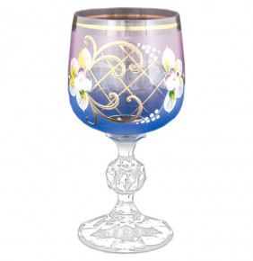 Бокалы для белого вина 190 мл 6 шт  Bohemia "Клаудия /Лепка сине-фиолетовая " B-L / 066225