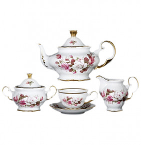 Чайный сервиз на 6 персон 15 предметов  Bohemia Porcelan Moritz Zdekauer 1810 s.r.o. "Анжелика /Букет из роз" / 027663