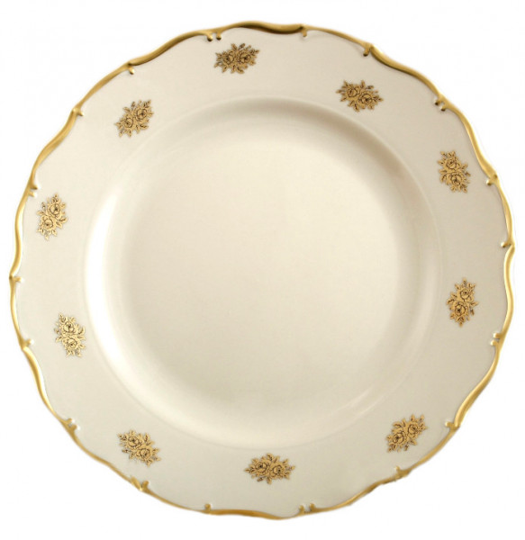 Блюдо 30 см круглое  Bohemia Porcelan Moritz Zdekauer 1810 s.r.o. &quot;Маленькие золотые розочки /СК&quot; / 100679
