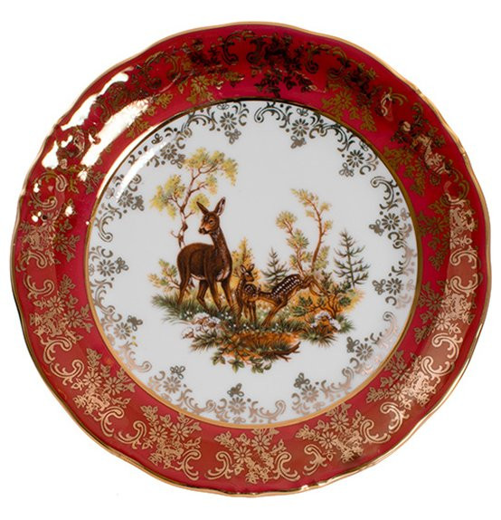 Набор тарелок 19 см 6 шт  Royal Czech Porcelain &quot;Мария-Тереза /Охота красная&quot; / 204397