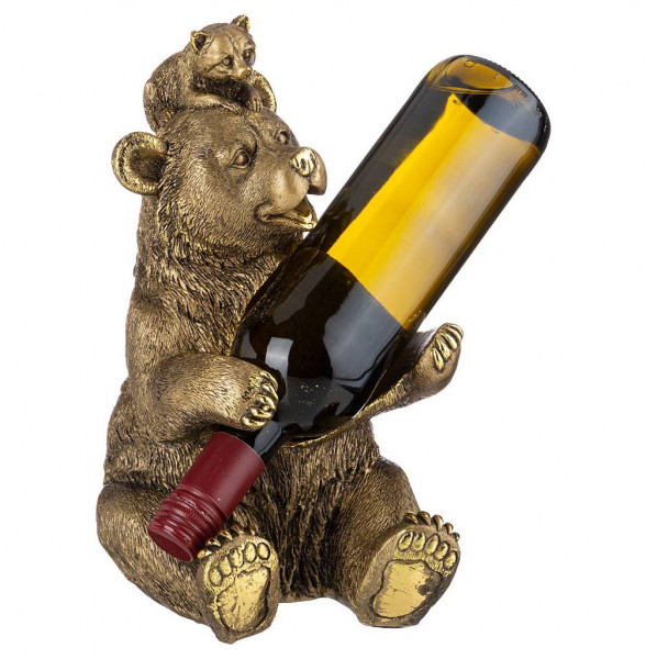 Подставка под бутылку 30 см  ИП Шихмурадов &quot;Медведь с енотом&quot; /бронза с позолотой / 273616