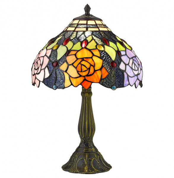 Лампа настольная 1 рожковая  Velante &quot;Tiffany&quot; Розы / 304830