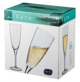 Бокалы для шампанского 220 мл 6 шт  Crystalex CZ s.r.o. "Кейт /Оранжевые"  / 170352