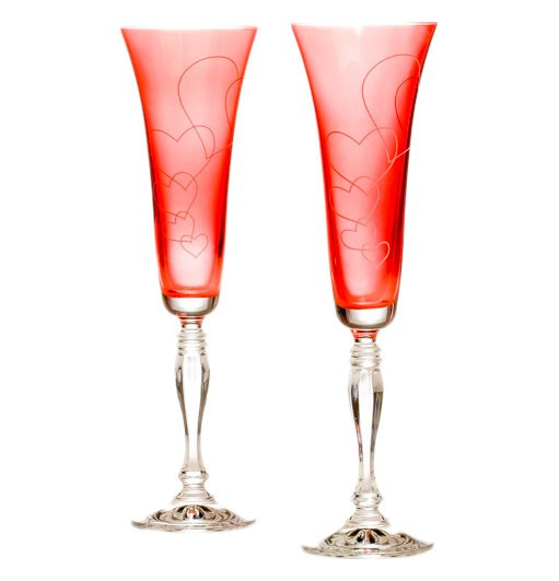 Бокалы для шампанского 180 мл 2 шт  Crystalex CZ s.r.o. &quot;Виктория /Свадебный /красный&quot; / 084091