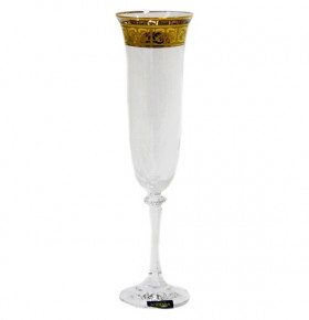 Бокалы для шампанского 175 мл 6 шт  Crystalite Bohemia "Клеопатра /375569 /золото" / 068011
