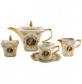 Чайный сервиз на 6 персон 15 предметов  Royal Czech Porcelain "Львов /Мадонна перламутр" / 203796