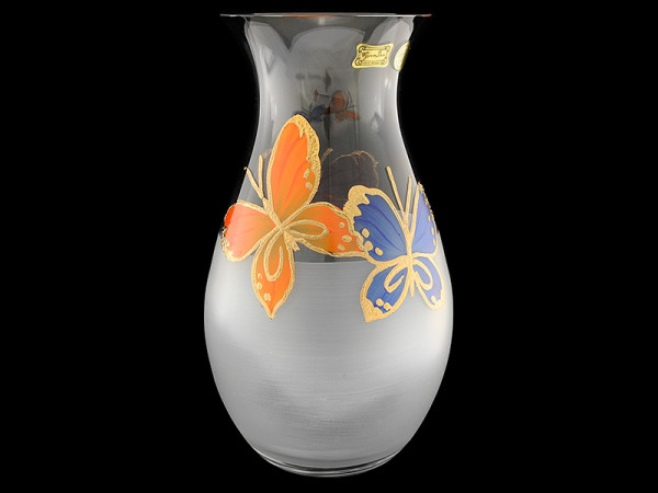 Ваза для цветов 25 см прозрачно-матовая  Egermann &quot;Эгерманн /Тропические бабочки&quot; / 095375