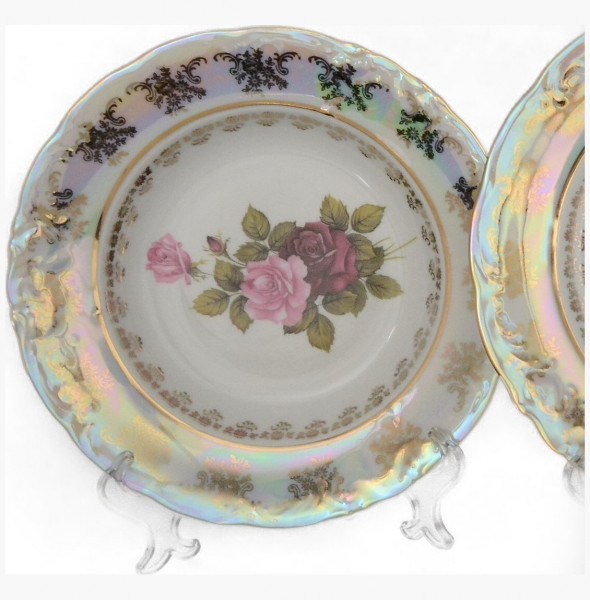 Набор тарелок 23 см 6 шт глубокие  МаМ декор &quot;Фредерика /Роза перламутр&quot; / 155037