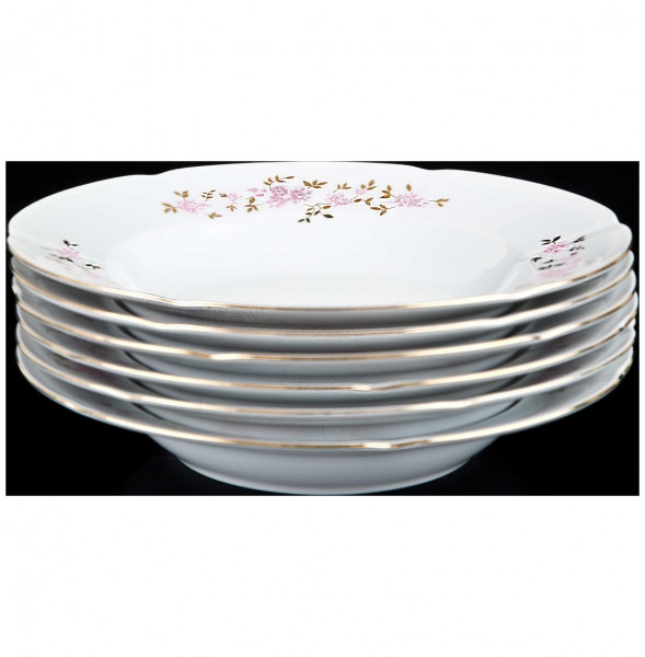 Набор тарелок 22,5 см 6 шт глубокие  Cmielow &quot;Болеро /Розовые цветочки&quot; / 034718