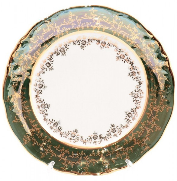 Набор тарелок 21 см 6 шт  Sterne porcelan &quot;Фредерика /Золотые листья на зелёном&quot; / 128782