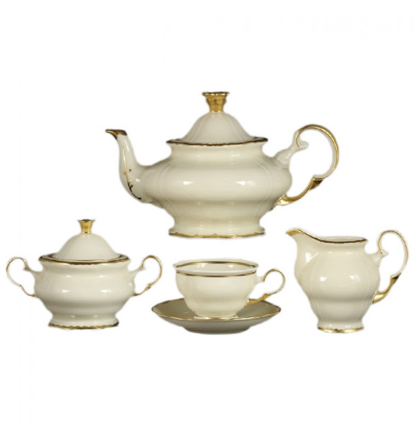 Чайный сервиз на 6 персон 15 предметов  Bohemia Porcelan Moritz Zdekauer 1810 s.r.o. &quot;Анжелика /Золотая отводка /СК&quot; / 066430